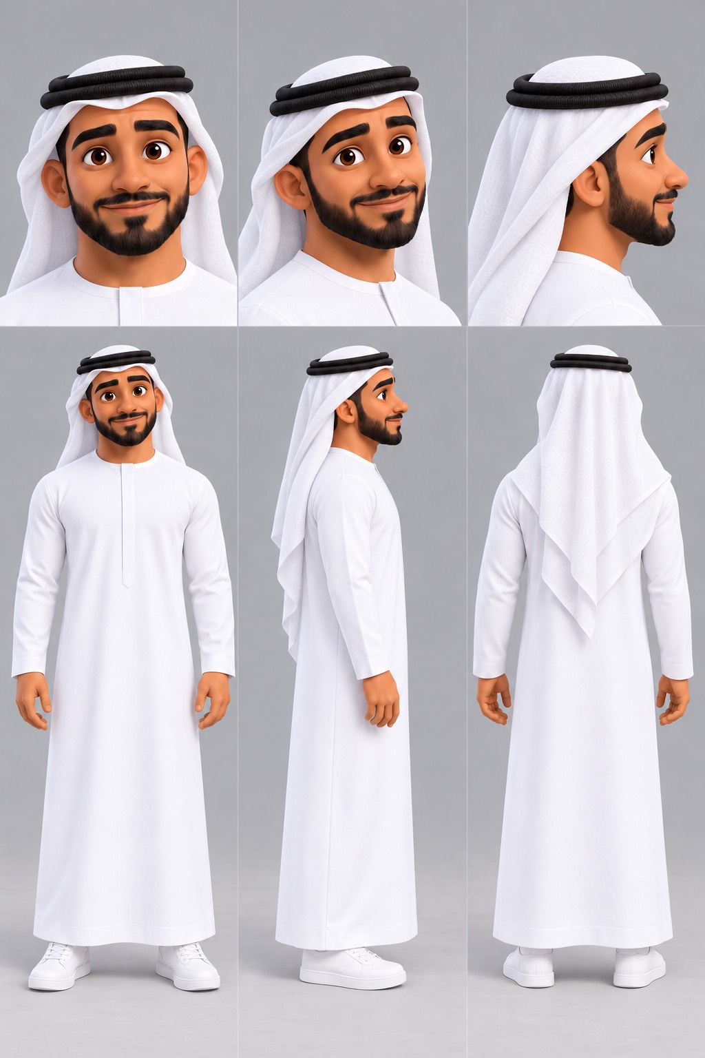 Yousef 穿阿联酋传统服饰的六视图